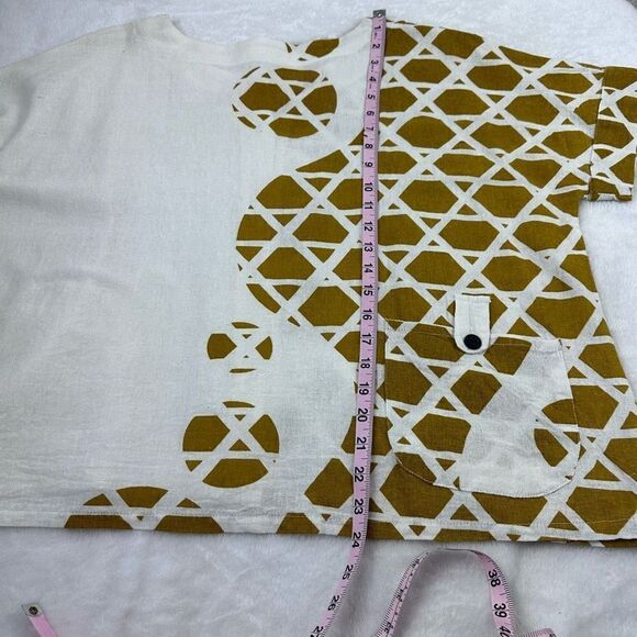 Mona Lisa Womens Button Up Shirt Blouse Top Short Sleeve Mustard Yellow Medium - Picture 12 of 14